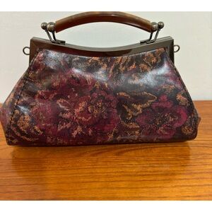 Patricia Nash Kelmscott Purse, Floral Brocade, Leather, Removable Strap